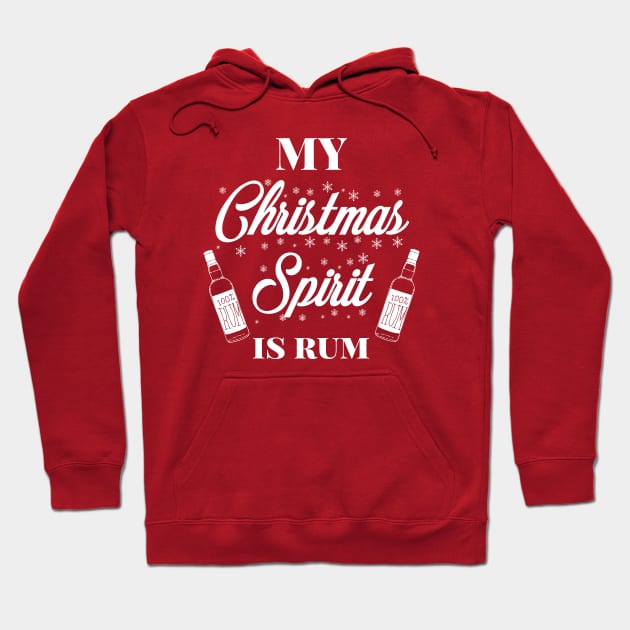 My Christmas spirit is rum, Funny Christmas pun, Alcohol holiday humour Hoodie by ArtfulTat